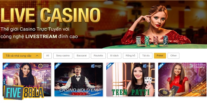 Chuyên mục Live Casino hấp dẫn, uy tín tại nhà cái online Five88